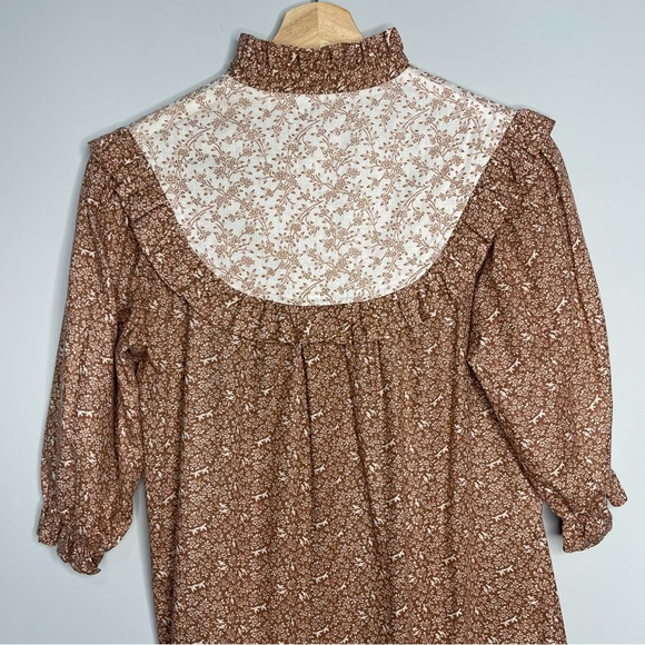 Juniors vintage size 9 brown floral prairie dress‎ gown - Picture 6 of 6
